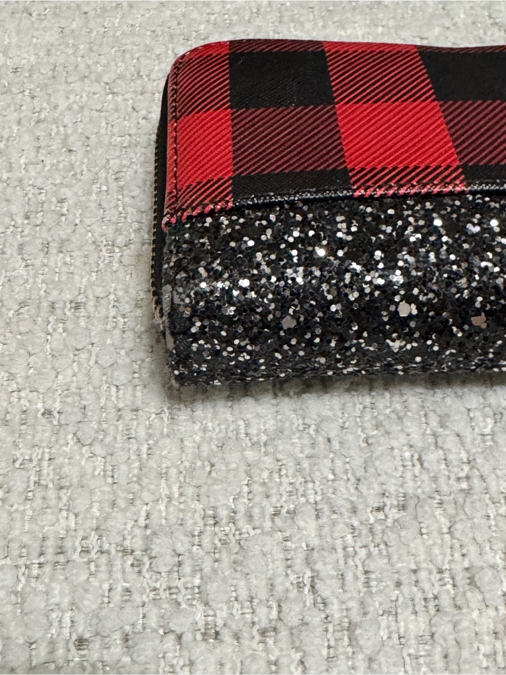 Kate Spade Buffalo Plaid Black And Silver Glitter Set Tote Wallet Cardholder - Picture 14 of 16